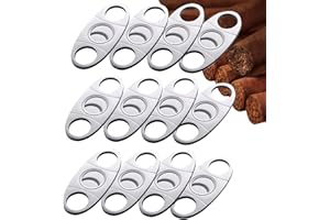 MPEEJ Cigar Cutter Guillotine, Stainless Steel Smooth Cigar Clippers Double Cut Blade, 12 Pack Silver Exquisite Cigar Scissors Accessories