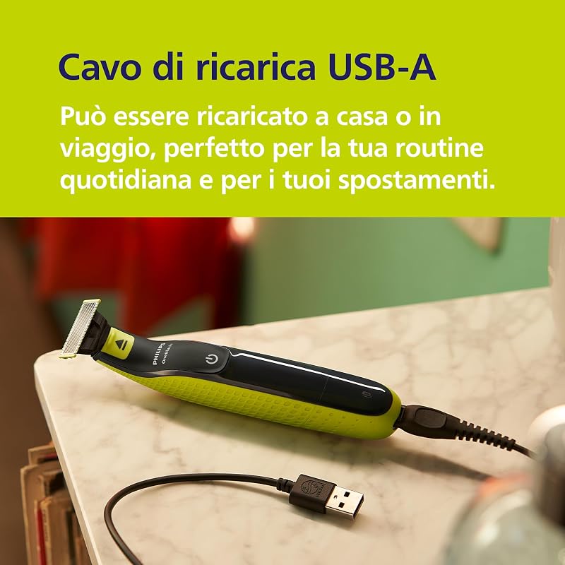 OneBlade 360 Autentico Regolabarba Elettrico per Viso e Corpo, Rasoio e Spazzola, 3x 360 Lame, 3x Pettine per Barba (1,3,5 mm), 1x Kit per il Corpo, QP2824/31