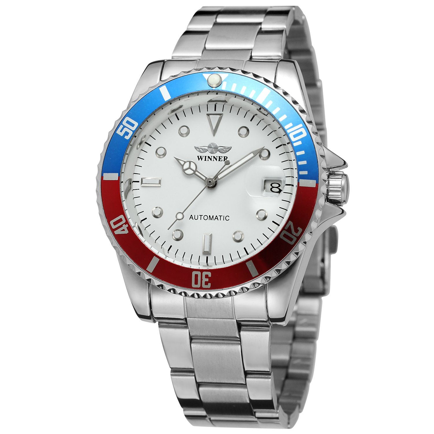 FORSINING Men's Vintage Automatic Selfwind Stainless Steel Bracelet Collection Watch with Dots WRG8066M4T7