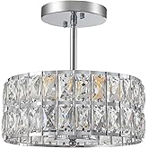 SeeU Modern Semi Flush Mount Ceiling Light Fixture Chrome Crystal Chandelier 4 Heads Chrome Crystal Celing Chandelier