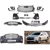 Traverse Front Bumper Cover Kit Compatible with 2018 2019 2020 2021 Chevy Traverse High Country,LS,L,LT,Premier,RS,True North Sport Utility 4-Door,W/Upper and Lower Grilles & fog lights