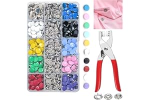 100 Sets Metal Snaps Buttons,Craftsmanship DIY Snaps for Fabric with Fastener Pliers Press Kit Tool 10 Colors, Suit for Hats,