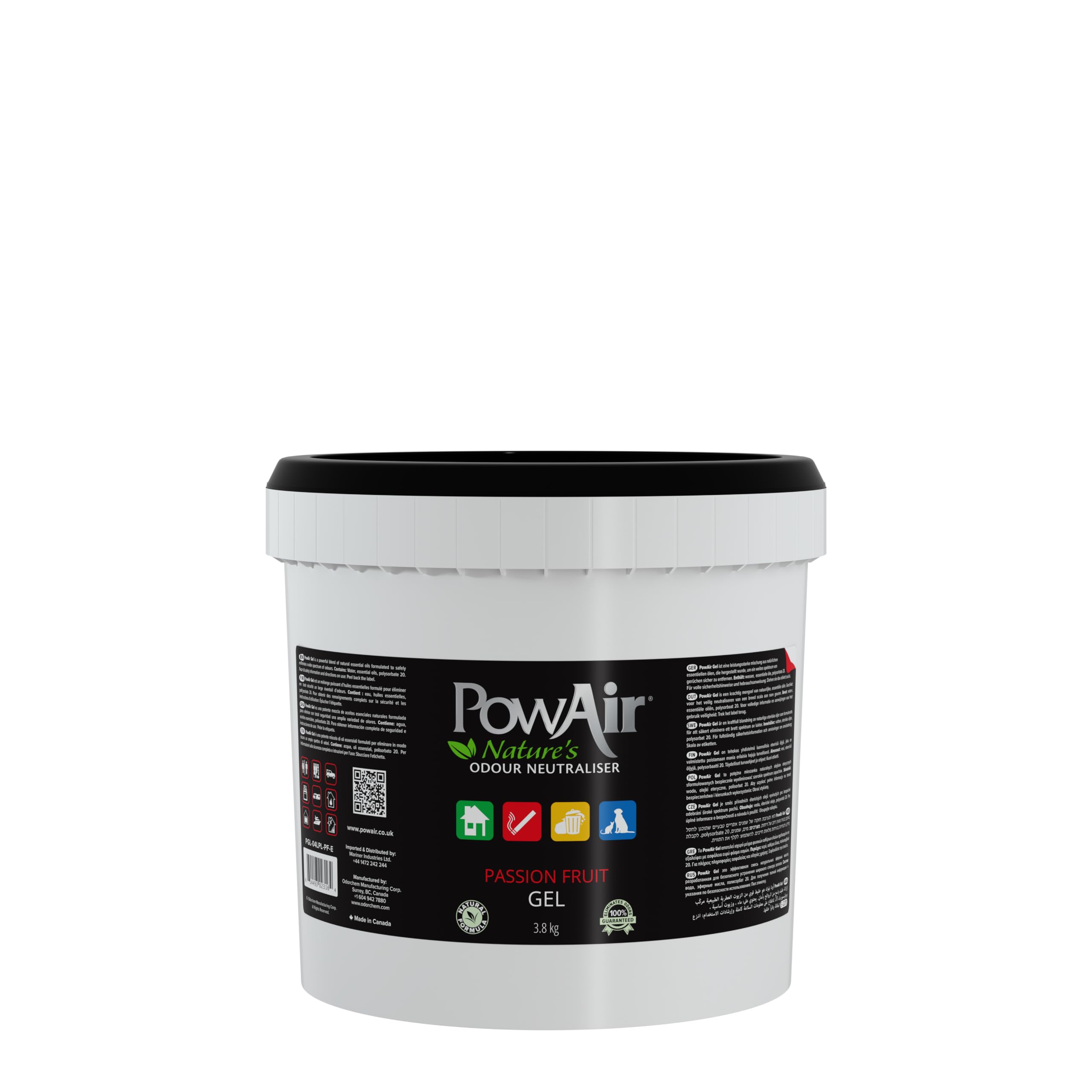 PowAir Gel Natural Odour Neutraliser - Passion Fruit Fragrance - Effective Home Odour Eliminator with Natural Essential Oils (3.8 Kg Pail)