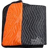 Forearm Forklift FFBMB Full Size Heavy Weight Quilted Moving Blanket (84 lb/dz), 72" x 80", Blaze Orange/Black