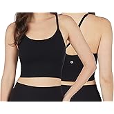 90 Degree By Reflex Womens Seamless Cami Longline Bra - Round Neck Workout Racerback Tank Top