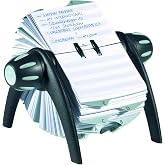 Durable, Rotary Address Card Holder, Includes 500 Card Pockets, Black | Telindex Rotary Business Address Card Holder, Includes A-Z Index, Made from Black Plastic
