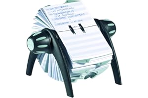 Durable Telindex Rotary Address Card Holder - Includes 500 Double-Sided Card Pockets - Includes A-Z Index - Made from Black Plastic