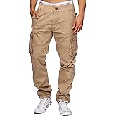 AIFARLD Cargo Pants for Men Multi Pockets Work Pants Cotton Stretch Elastic Waist Relaxed Fit Hiking Outdoor Casual