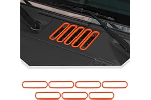 JeCar Orange Exterior Hood Vent Cover Panel Vent Trim Fit for 2007-2018 Jeep Wrangler JK JKU 2/4-Door Accessories