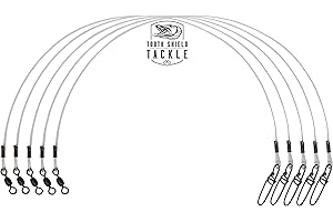 5 Pack 130 lb. Premium Fluorocarbon Tooth Shield Tackle Musky Leaders Muskie Pike Leader (Crane Swivel)