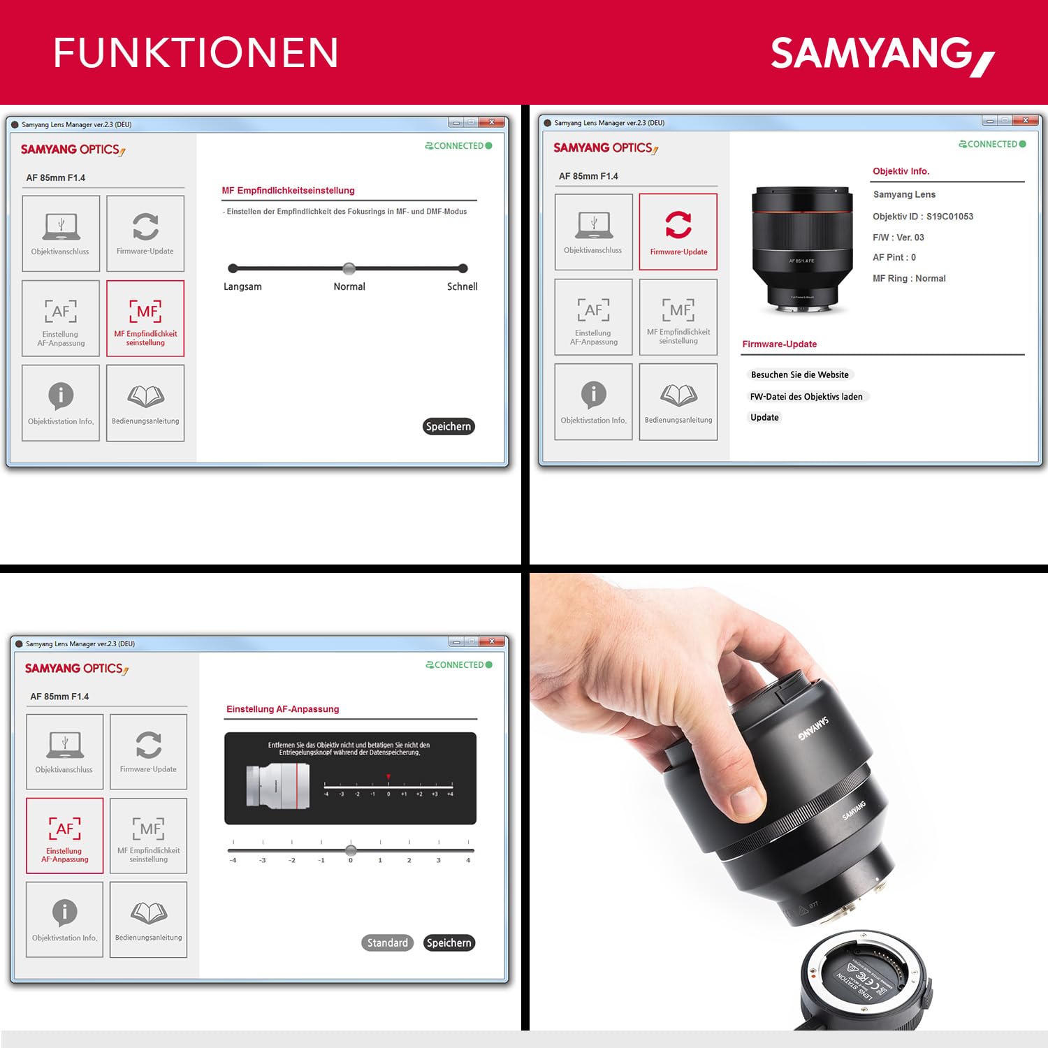 Samyang Lens Station für AF Sony E Objektive - Firmware-Update, Fokussierung und Blendenkalibrierung - Kompatibel mit Samyang E Mount Objektiven - Kompatibel mit Windows und Mac 3
