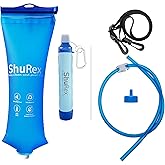 ShuRex Gravity Fed Water Filtration System with Adjustable Tree Strap, Gravity Bag with Filter Straw, Water Purifier Survival for Travel, Backpacking, and Emergency Preparedness (3L)