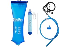 ShuRex Gravity Fed Water Filtration System with Adjustable Tree Strap, Gravity Bag with Filter Straw, Water Purifier Survival for Travel, Backpacking, and Emergency Preparedness (3L)