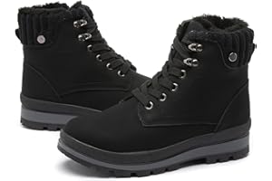 hash bubbie Women's White Combat Boots Black Platform Boots Non Slip Waterproof Ankle Boots Fall Winter Hiking Boots Fuzzy Snow Boots for women with Zipper