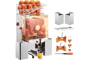 VEVOR Commercial Orange Juicer Machine, 120W Automatic Juice Extractor with Water Tap, Stainless Steel Orange Squeezer 20 Ora