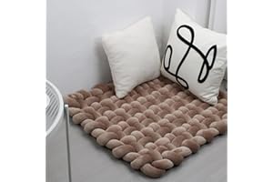 XHJRI Thickened Braided Knot Seat Mat, Knotted Floor Decorative Cushion, Handmade Baby Infant Playing Pad Nursery Rug (27.5 * 31.5 Inch,Brown)