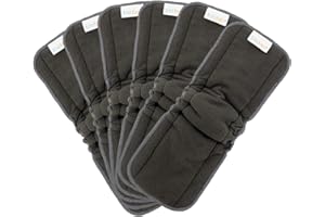 ALVABABY Reusable 4 Layers 6 Pack Inserts with Gussets for Baby Cloth Diaper and Cloth Diapers Covers 6FLN