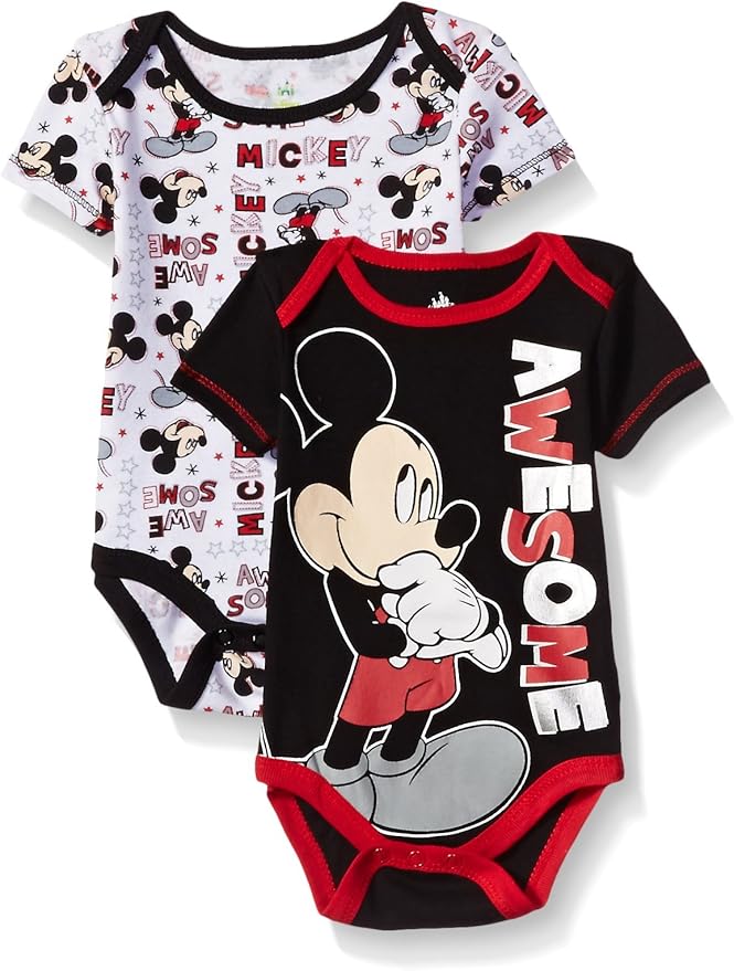 Disney Baby Boys' Mickey Mouse 2 Pack Bodysuit Clothing