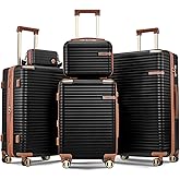 Joyway Expandable Luggage Sets 5 Piece with TSA Lock, Lightweight Hard Shell Travel Suitcase Set with Spinner Wheels, Black