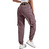 Pioneer Camp Women's Stretchy Cargo Pants with Pockets High-Rise Casual Hiking Cotton Joggers Adjustable Waistband with Belt