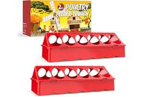 KCULEHTLLA 2-Pack Plastic Flip-Top Poultry Feeders, Spill-Proof Chick Feeder Trough with Multiple Feeding Holes, No-Waste Baby Chicken, Duckling, and Quail Feeding Dish Dispenser