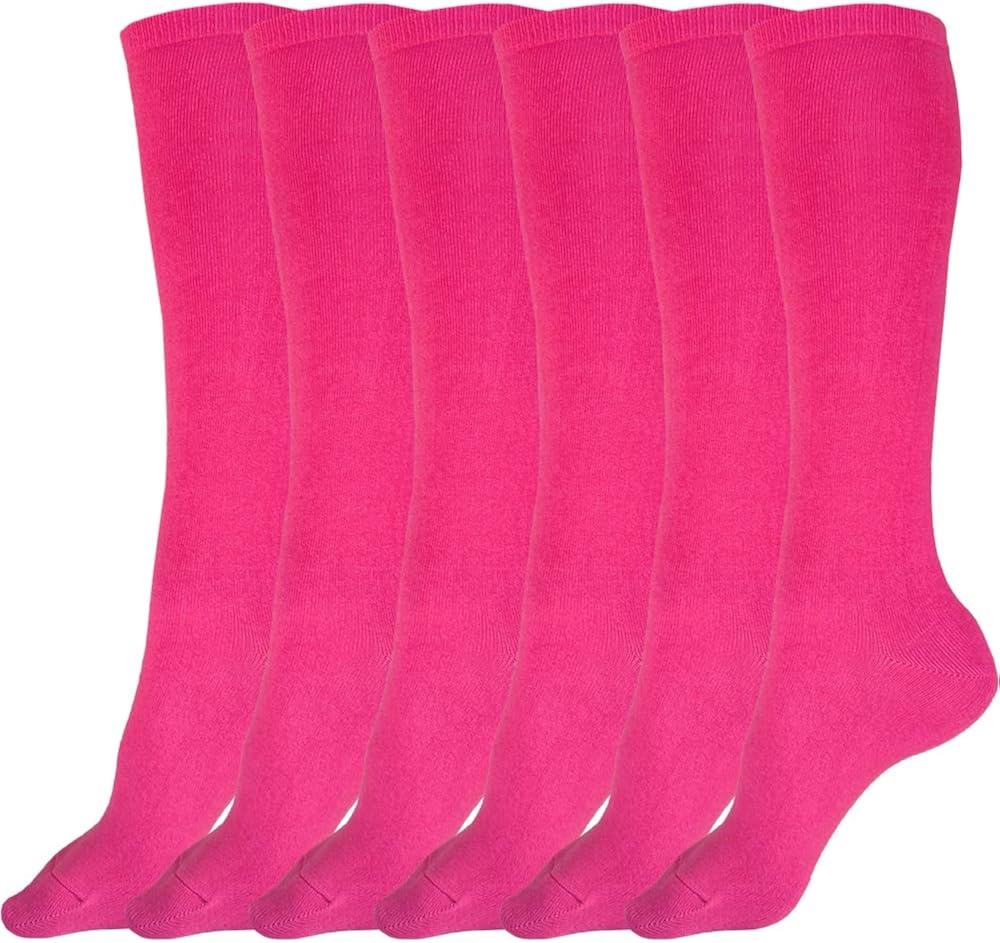 3 Pairs of Boys and Girls Solid Knee High Uniform Socks for School, Soccer, Football, AFO etc.: Clothing