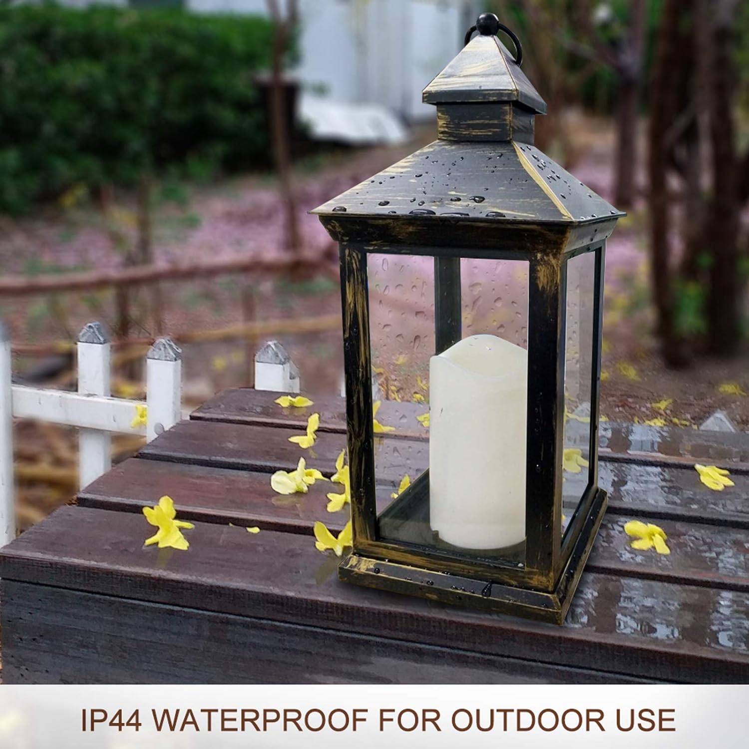 Bright Zeal 2-Pack 14" Outdoor Lanterns With LED Candles And Timer - Distressed Bronze Lanterns Battery Powered LED Decorative Outdoor Lanterns Battery Operated Lamps Waterproof -LED Tabletop Lanterns: Home & Kitchen