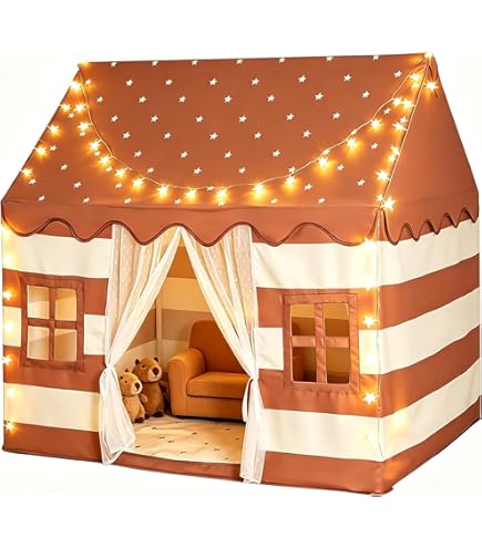 Tienda de campaña de ensueño para niñas con 40 luces LED para un tiempo de juego mágico Tienda de campaña con castillo de princesa | Bodega Aurrera en línea