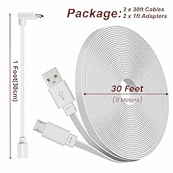 2 Pack 30ft Power Extension Cable Compatible with