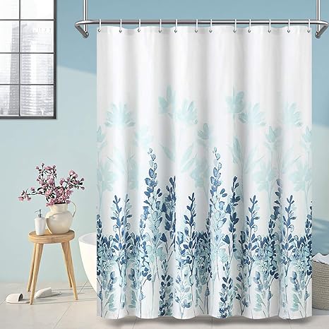 arichomy juego de cortinas de ducha para bano tela de otono impermeable colorido divertido con tamano estandar 72 por 72 azul y blanco