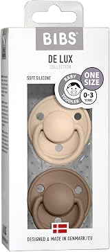 BIBS De Lux Dummy 0+ Months 2-Pack Round Teat Vanilla/Dark Oak view 3