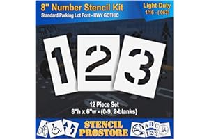 STENCIL PROSTORE Pavement Stencils - 8 inch Number KIT Stencil Set - (12 Piece) - 8" x 6" x 1/16" (63 mil) - Light-Duty