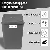 Plastix 50L Swing Bin Plastic Waste Rubbish Kitchen Dustbin Silver view 4