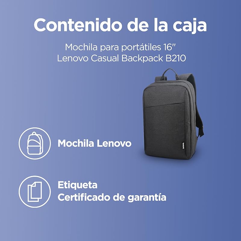 Mochila B210 para ordenadores portátiles de 15.6 pulgadas, mochila ligera y repelente al agua, color negro
