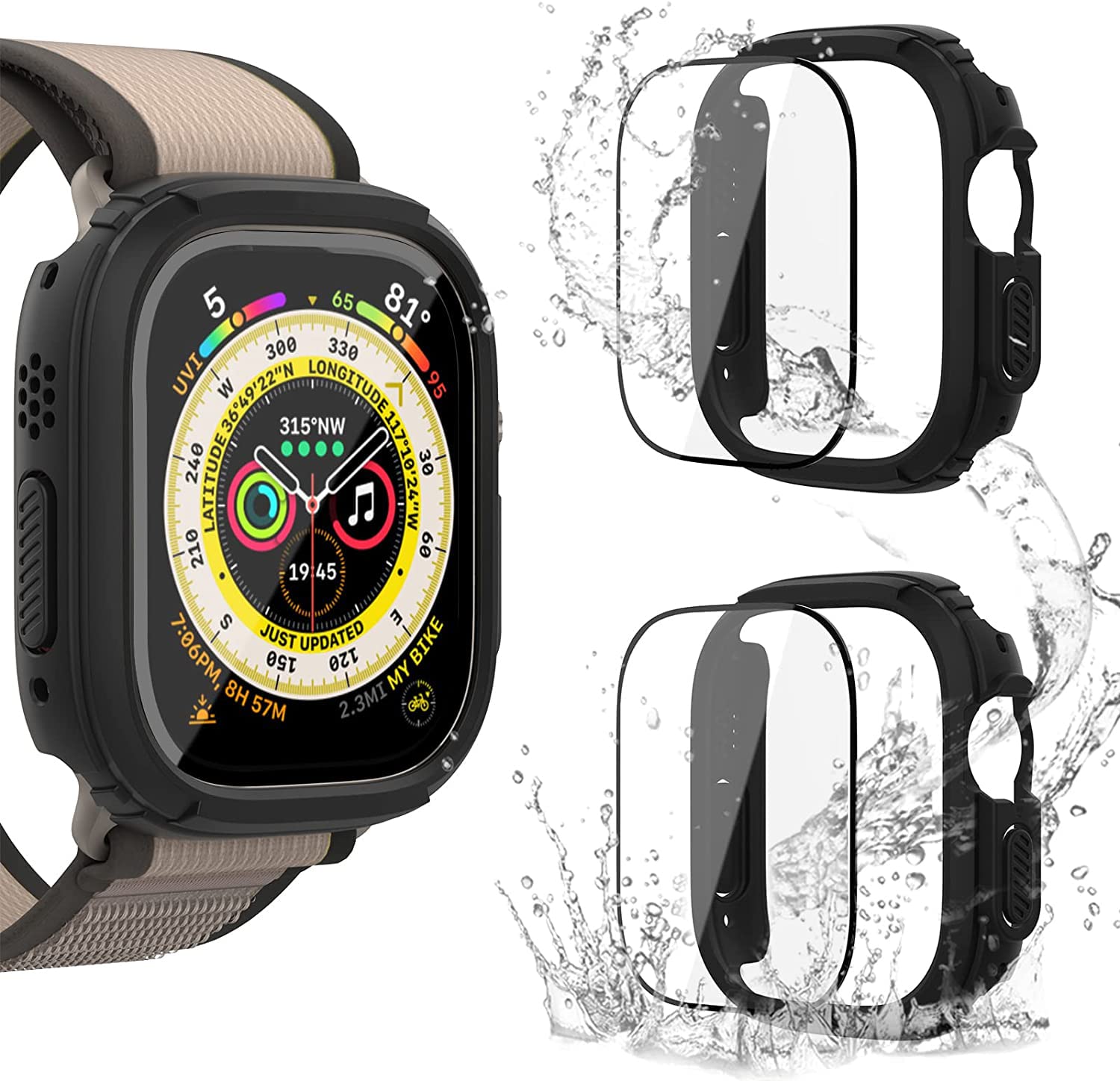 [2-Pack]SPGUARD Transparent Case Compatible for Apple Watch Series 8 ultra 49mm Protector Case,Hard PC Cover Scratches Resistant HD Clear Overall Protective Case for Apple Watch 8 49mm Case