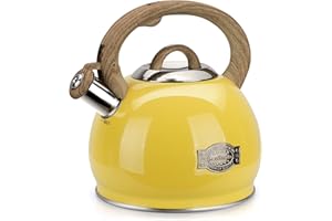 HAUCE RADIO Tea Kettle for Stovetop, 2.7 Quart Loud Whistle Stovetop Teapots,Food Grade Stainless Steel Tea kettles for Stove Top with Anti-hot Ergonomic Handle,Suitable for All Heat Sources,Yellow