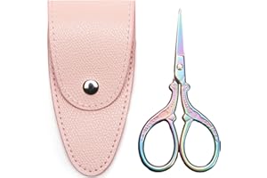 GAIFONGRE 3.6 inch Small Sewing Titanium Scissors with Cover,Crochet Scissors scissor,Travel scissors,Mini scissors in a pouch, Small Scissors All Purpose Everyday Use,Color Titanium