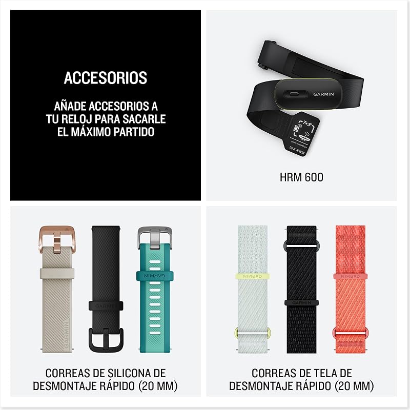 Forerunner 170 Reloj Inteligente para Correr con GPS, Pantalla Táctil AMOLED, Métricas Optimizadas, Planes y Estado del Entrenamiento, Estado de Salud, Pay, Autonomía de 10 Días, Blanco