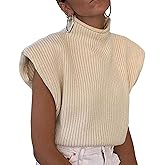 xxxiticat Women's Cap Sleeve Sweater Vest Mock Neck Knit Pullover Tank Shirt 2025 Trendy Spring Summer Sleeveless Cute Top