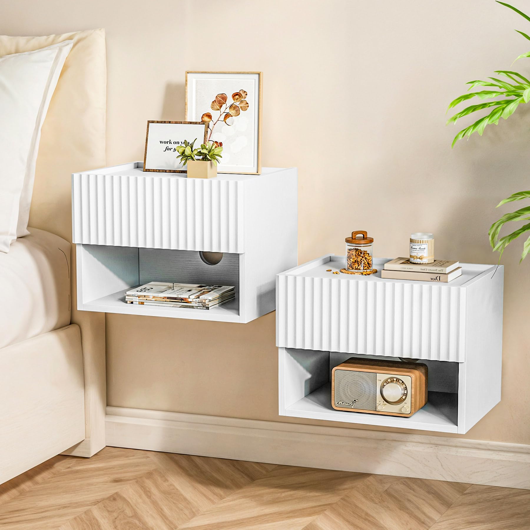 Photo 1 of ****missing parts
Floating Nightstand Bedroom Bedside Table - Wood Night Stand Set 2 for Small Spaces, Wall Mounted Cabinet with Storage Drawer, White Modern Night Stand for Dorm Hallway EntrywayLPNNC5B3NBTNN
