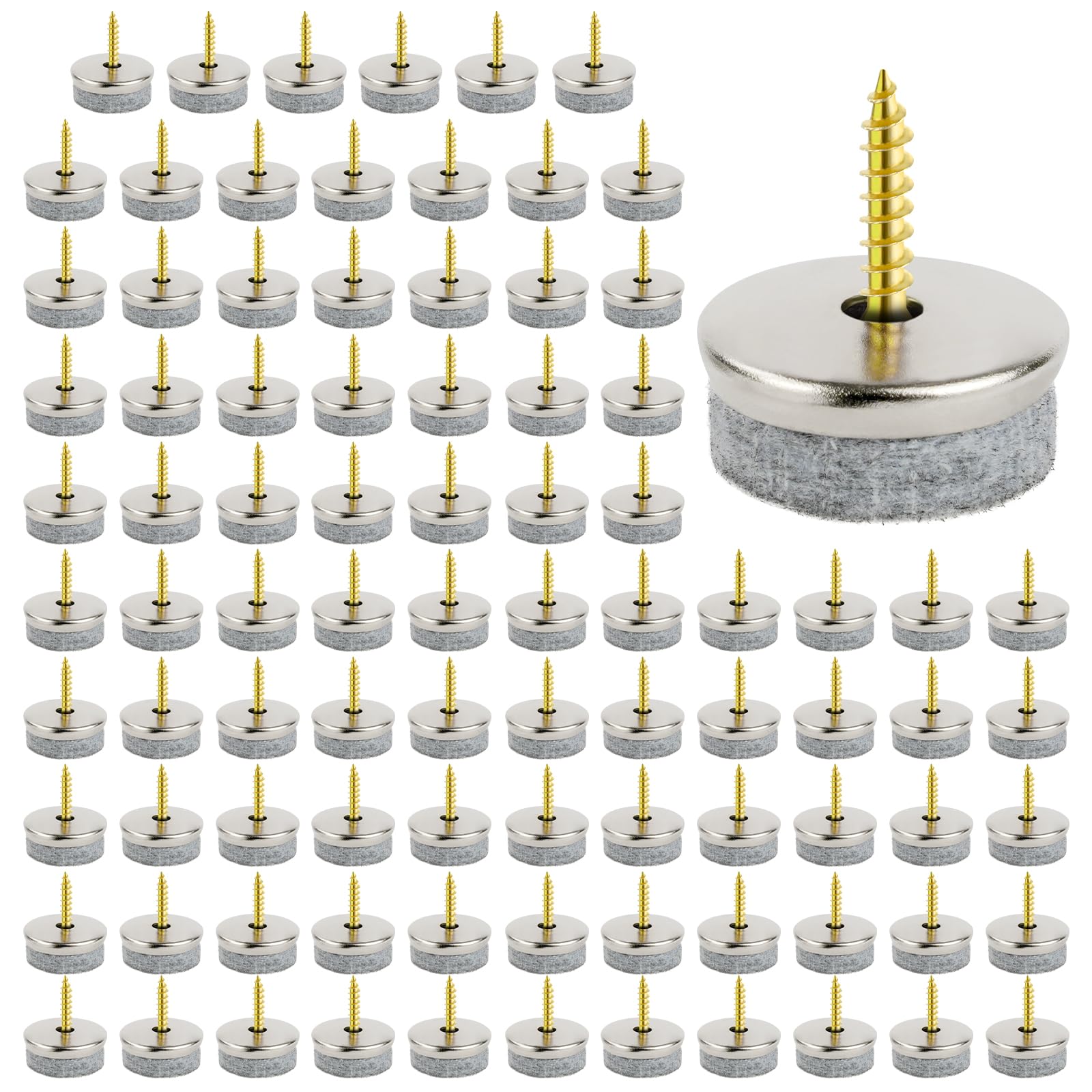 Flintronic 90PCS Furniture Pads Floor Protectors, 24mm Diameter Felt Pads for Furniture Feet, Non-Slip Chair Leg Floor Protectors with Easy Screw Installation, 5MM Thick for Chairs Parquet Laminate