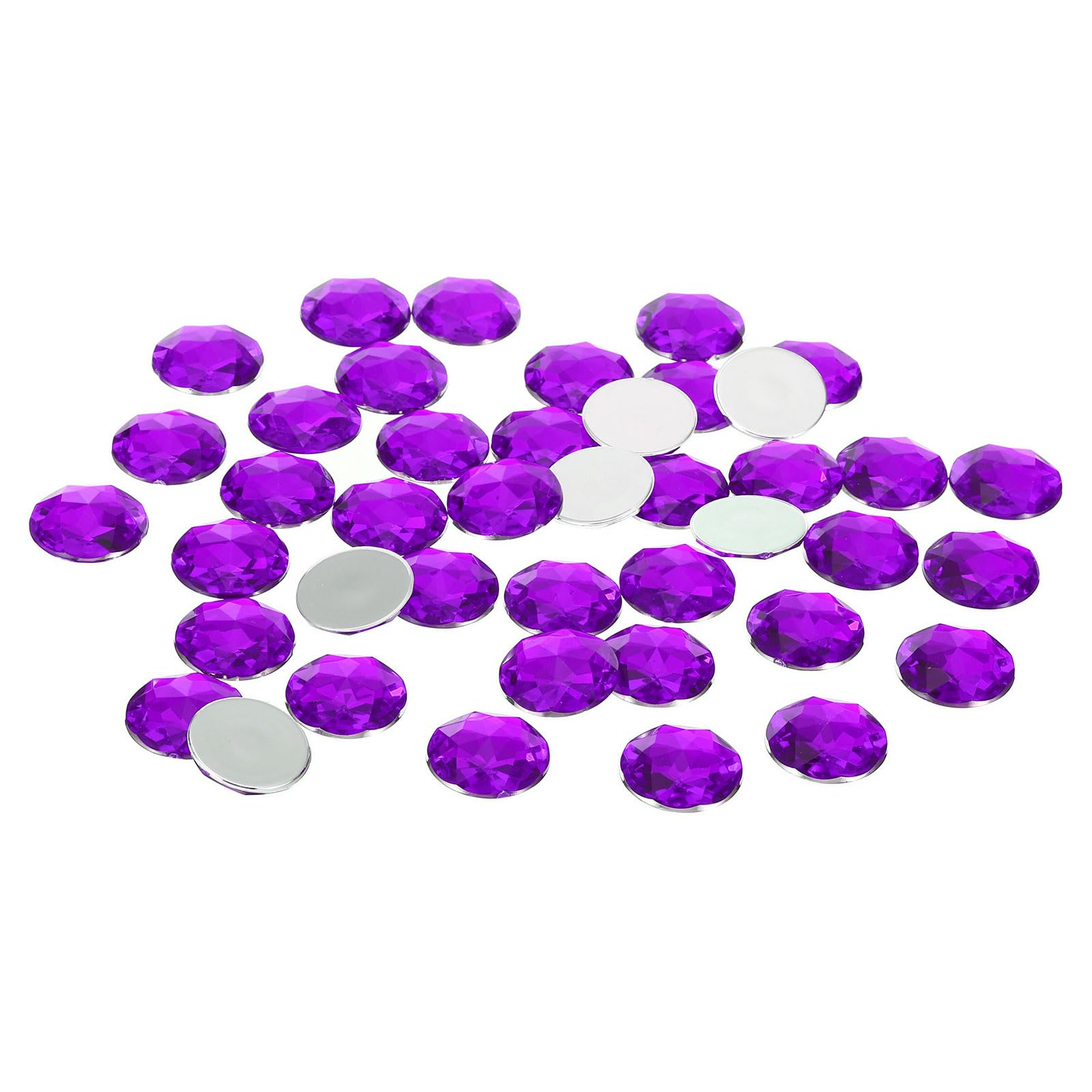 PATIKIL 25mm Flat Back Round Acrylic Rhinestones, 100 Pack Plastic Circle Gems for Jewelry Making Costume Embellishments Crafts, Purple