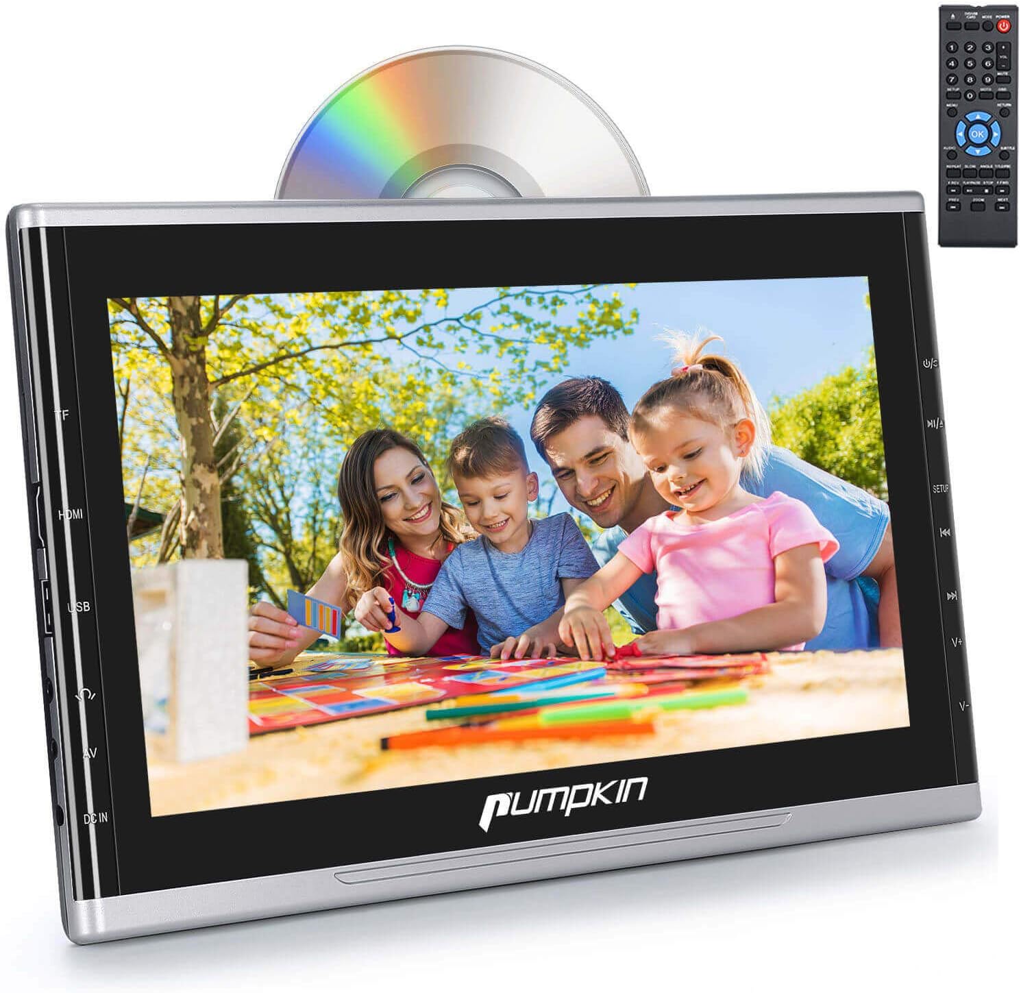 PUMPKIN 10.1 Inch Car Headrest DVD Player with HDMI Input, 1080P Video, AUX, Region Free, Last Memory, AV in Out, USB SD, Headrest Mount