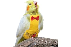 XQIGI Bird Diaper Reusable Birds Flight Suit Nappies Protective Breathable Washable Parrot Diapers Nappy Clothes for Parakeet Parrot Budgie Canary Budgie Cockatiel(Yellow, Medium)