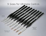 Rock Ninja Detail Paint Brush Set 9pcs Fine Detail Nylon Miniature Brushes view 2