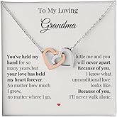 IPINK-Loving Grandma Gift - Stainless Steel Two-Tone Interlocking Hearts Necklace with Sentimental Message Card - Durable Jewelry from Grandchild for Grandma's Birthday, Christmas, Mother's Day