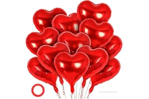YOTHORN 12 Pcs Red Heart Balloons,18 Inch Heart Foil Balloons Love Balloon Valentine Balloon for Birthday Party Wedding Engagement Party Baby Shower Valentine Day Decorations (red)