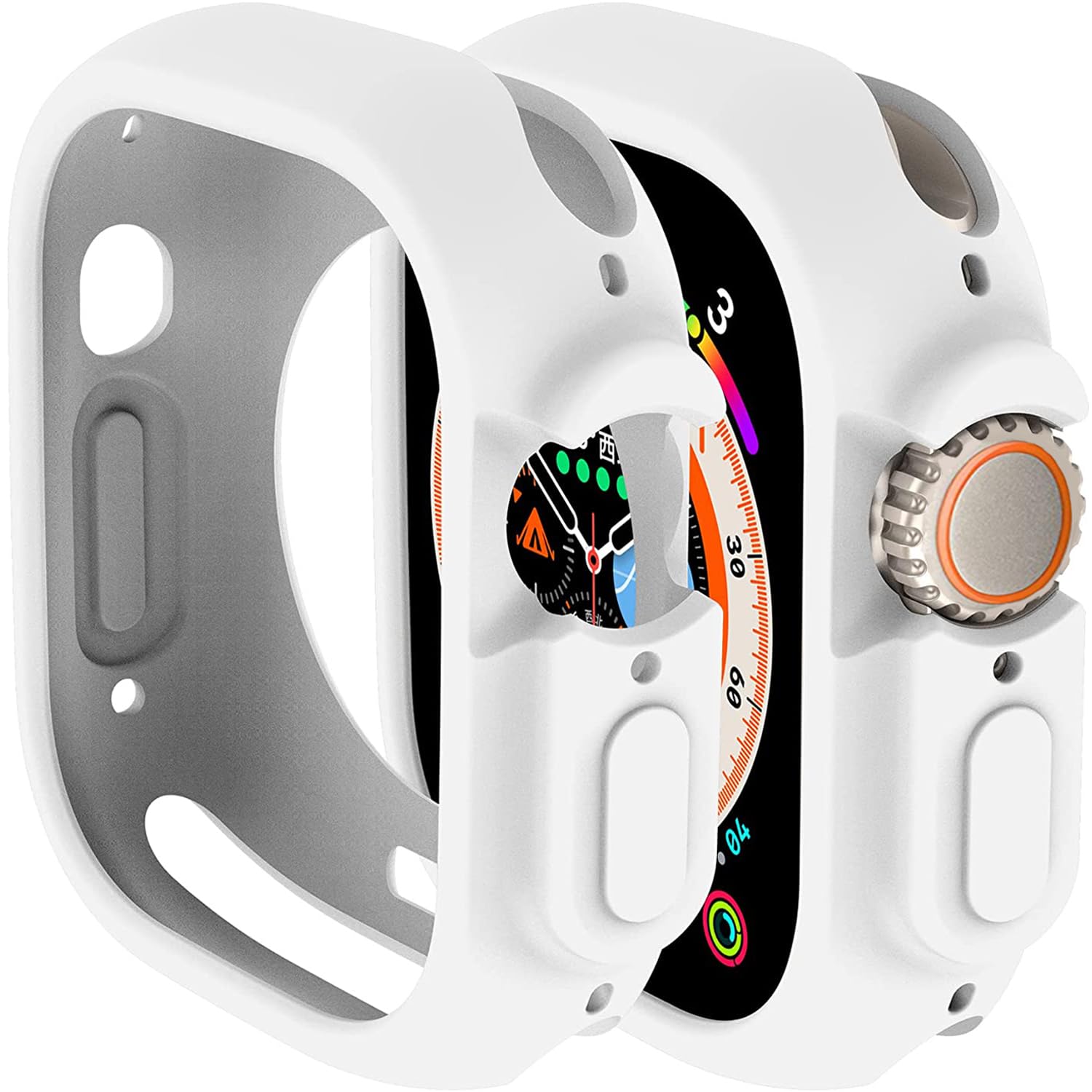 Miimall Compatible for Apple Watch Ultra 2 49mm Case, Apple Watch Ultra 49mm Case, Slim TPU Bumper Cover Anti-Scratch Protective Case Cover for Apple Watch Ultra/Ultra2 49mm - White