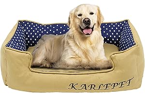 DEAXLife Stylish Canvas Dog Bed, Sturdy and Durable, with Reversible Cushions, Breathable and Machine Washable, All Removable Covers, Outdoor pet Sofa Bed (75x65x25 cm! (Maximum fit 70 lbs)