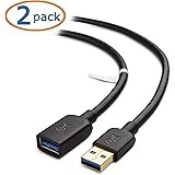 Cable Matters 2 Pack, SuperSpeed USB 3.0 Type A Male to Female Extension Cable in Black 3 Feet